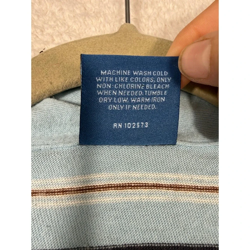 Hollister Polo Shirt Mens Medium Blue Striped Short Sleeve Cotton HCo Logo